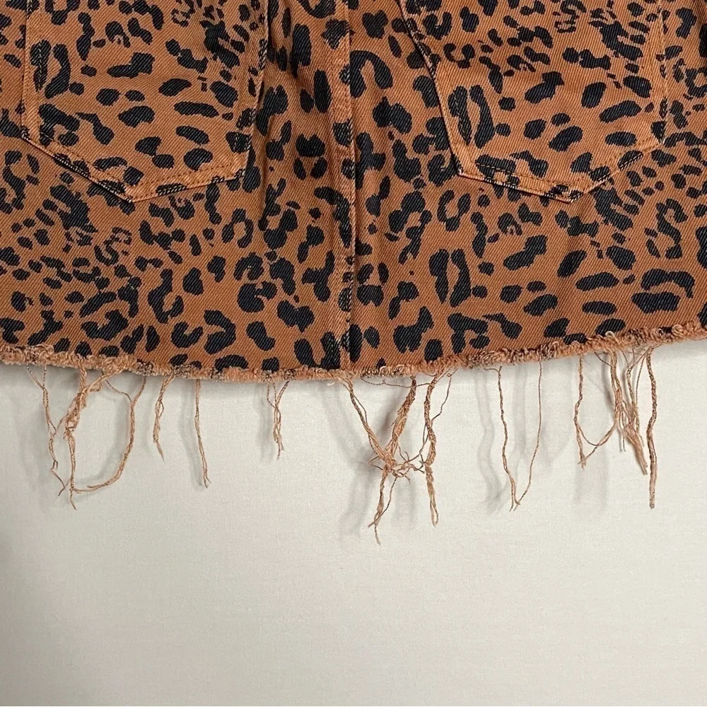 Free People Boho Zip It Up Leopard Print Mini Skirt